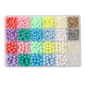 24-compartment acrylic bead kit with colorful round beads for DIY jewelry making