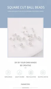 Close-up of square silver-plated faceted spacer beads for DIY jewelry making accessories