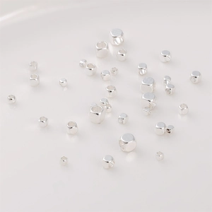 Silver plated copper cube spacer beads for DIY jewelry making handmade necklaces