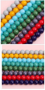 Vue macro de perles en verre vintage 8mm de couleurs variées pour la création de bijoux DIY