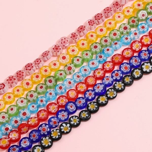Colorful Millefiori floral glass beads for DIY necklaces and handmade bracelets