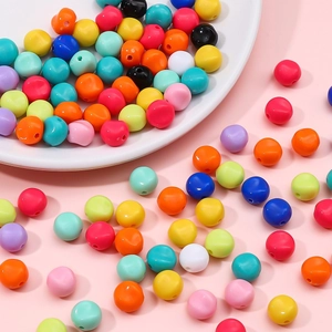 Perles Rondes Irrégulières en Acrylique de Couleur Unie pour la Fabrication de Bijoux DIY Bracelet Collier Fournitures d'Artisanat
