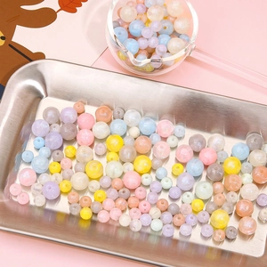 Rainbow pearl luster acrylic beads in macaron colors for DIY jewelry making