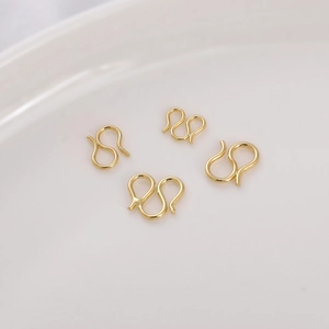 Polished 14K gold filled S-shaped hook connectors for DIY jewelry necklace and bracelets