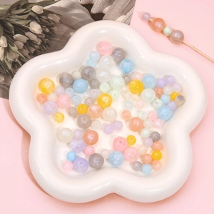 Pearlescent acrylic mixed colorful beads in various sizes for DIY jewelry crafts