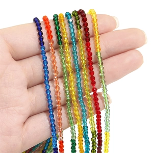 Vivaci fili di perline di cristallo colorate sfaccettate da 2mm e 3mm per gioielli fai-da-te