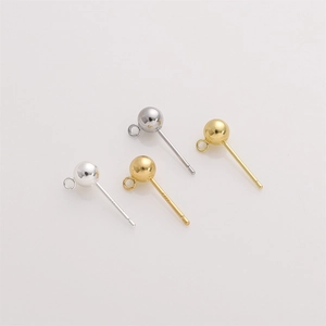 S925 sterling silver ball post earrings with jump rings for jewelry making