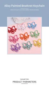 Porte-clés nœud papillon en alliage mat coloré pour DIY en neuf tons pastel