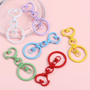 Herzform Legierung Metall Spritzlackiert Schlüsselanhänger Ring Für Damen DIY Handtasche Charme Zubehör Bunt Matt Schlüsselring Halter