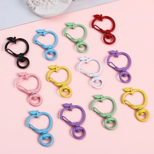 Crochets de Porte-clés Fermoir Mousqueton en Alliage de Métal Peint Forme de Pomme pour Bijoux DIY Accessoires de Suspension Colorés