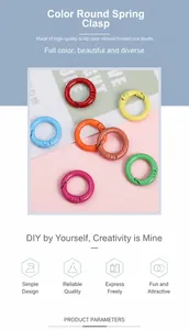 Macro detail of colorful alloy spring rings in vibrant macaron shades for DIY keychains