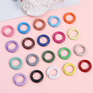 Alloy Round Spring Gate Rings Spray Painted Candy Colors DIY Keychain Bag Accessories Connector Hooks Jewelry Findings