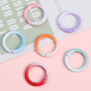 Colorful gradient alloy round spring snap hooks for DIY bags and keychains accessories