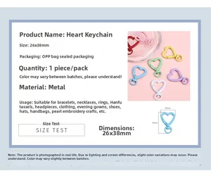 Macro view of colorful heart-shaped alloy spring clasps measuring 26x38mm for DIY jewelry