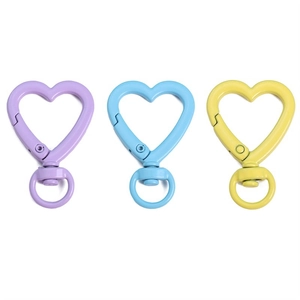 Colorful heart-shaped spring clasp alloy lobster hooks for DIY keychains and accessories