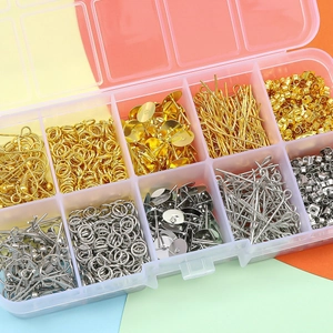 10-vaks sieraden maken set met goud- en zilverkleurige oorhaken en buigringen in doos