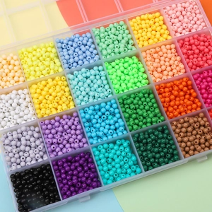 24-grid macaron acrylic 4mm round bead set in a clear box for DIY jewelry making kits