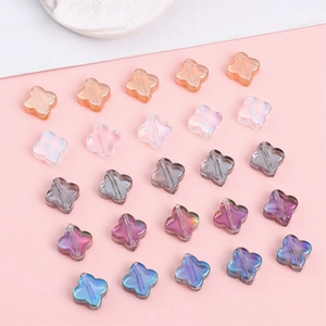 Four-leaf Clover Electroplated Glass Beads Iridescent DIY Jewelry Making Accessories Crafting Beads For Bracelets Earrings Necklace