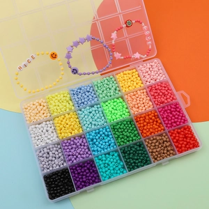 24-compartment storage box with 4mm colorful acrylic beads for DIY jewelry making kits