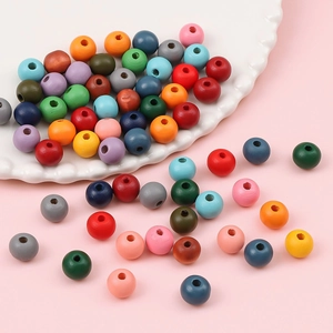 Mix di 50 perle di legno tonde colorate per braccialetti fai-da-te e gioielli fatti a mano