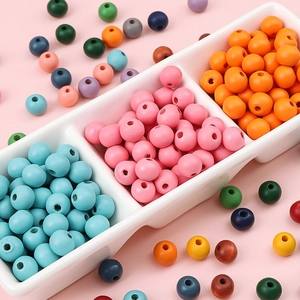Perline rotonde in legno colorate con fori per gioielli fai-da-te in piatto ceramica