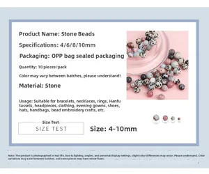 Detailed size comparison of natural stone round beads for DIY jewelry making crafts