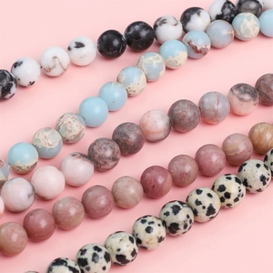 Assorted natural 8mm Dalmatian Jasper and colorful gemstone beads for DIY jewelry making