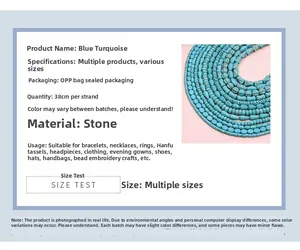 Blue turquoise loose beads in round and pipe shapes for DIY jewelry making 38cm strands