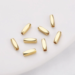 14K Gold Plated Copper Rectangular Spacer Beads DIY Jewelry Making Components For Artificial Pearl Bracelet Necklace Accessories