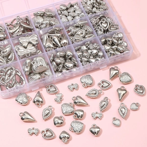Y2K Silver Color CCB Plastic Heart Bowknot Charms For DIY Jewelry Making Accessories Handcrafted Necklace Bracelet Pendants