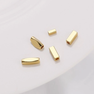 Polished 14K gold filled rectangular spacer beads for DIY pearl bracelet and jewelry making