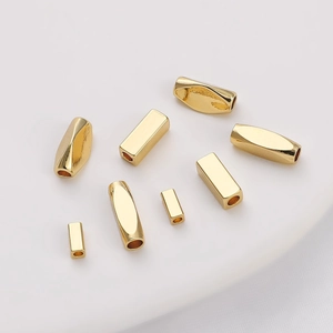 Polished 14K gold rectangular spacer beads for DIY jewelry making and necklaces
