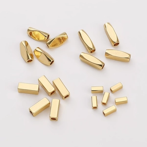 14K gold plated rectangular spacer beads for DIY pearl bracelet and necklace making
