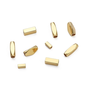 Polished 14K gold-plated geometric spacer beads in rectangle and oval shapes for DIY jewelry