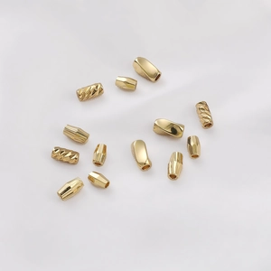 14K Gold Filled Copper Faceted Cylinder Spacer Beads For DIY Bracelet Necklace Handmade Jewelry Making Accessories