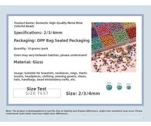 Detail view of colorful glass seed beads in 2mm 3mm 4mm sizes for DIY jewelry making