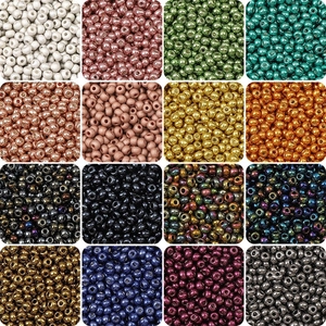 Metallic Luster Glass Seed Beads DIY Round Loose Beads For Bracelet Necklace Making Materials Retro Multi Color Handicraft Crafting Beads