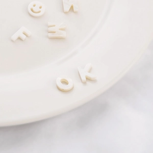Handmade white freshwater shell beads with alphabet letters and smiley face for DIY jewelry