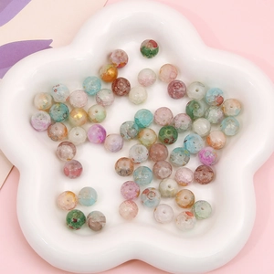 Perle di vetro colorate da 10mm con foglia d'oro per creazione di gioielli fai-da-te