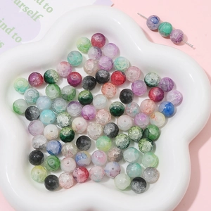 10mm colorful crackle glass beads in a petal bowl for DIY jewelry bracelet making