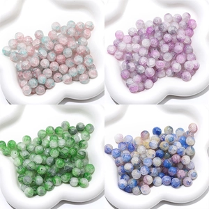 10mm cracked glass beads in four colors for DIY jewelry making and bracelets