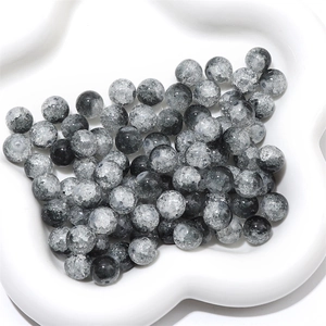 10mm black and white crackle glass round beads for DIY jewelry making and crafts