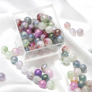 Perles en verre craquelé de 10mm pour bijoux DIY aux tons bleu aurore et couleurs variées