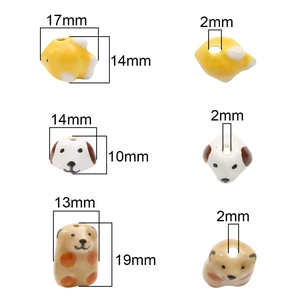 Handmade ceramic animal beads featuring lucky cat, dog and bear shapes for DIY jewelry