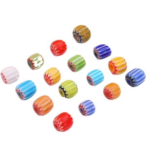 Handmade 8mm millefiori glass pumpkin beads for DIY jewelry making and bracelet crafts