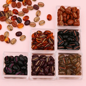 Vintage Acrylic Coffee Bean Shape Beads Gilded DIY Jewelry Making Craft For Necklace Bracelet Accessory Brown Amber Gold