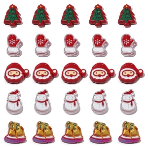 Christmas acrylic charms set featuring Santa, snowman and tree for DIY jewelry making