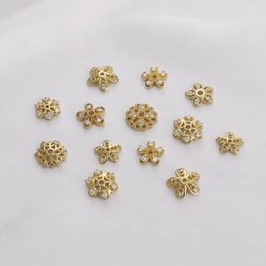 Exquisite Copper Flower Spacer Beads Inlaid Zirconia Snowflake Bead Caps For DIY Jewelry Making Accessories