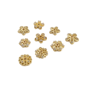 14K gold plated snowflake flower bead spacers with zircon inlays for jewelry DIY making