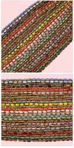 Macro detail of faceted oval crystal beads with gold trim for DIY jewelry making